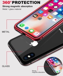 Dafoni Glass Guard iPhone X / XS Metal Kenarlı Cam Kırmızı Kılıf - 6