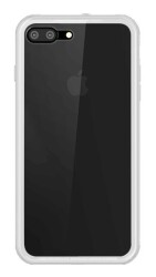 LIKGUS iPhone 7 Plus / 8 Plus Beyaz Silikon Kenarlı Cam Kılıf - Mch