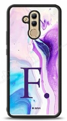 Dafoni Glossy Huawei Mate 20 Lite Kişiye Özel Harf Simli Pembe Mermer Desenli Kılıf - Dafoni