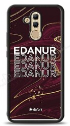 Dafoni Glossy Huawei Mate 20 Lite Kişiye Özel İsimli Simli Bordo Mermer Desenli Kılıf - Dafoni