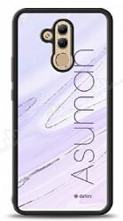 Dafoni Glossy Huawei Mate 20 Lite Kişiye Özel İsimli Simli Mor Mermer Kılıf - Dafoni