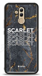 Dafoni Glossy Huawei Mate 20 Lite Kişiye Özel İsimli Simli Siyah Mermer Kılıf - Dafoni