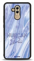 Dafoni Glossy Huawei Mate 20 Lite Kişiye Özel Simli Cornflower Mermer Kılıf - Dafoni