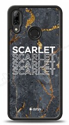 Dafoni Glossy Huawei P Smart 2019 Kişiye Özel İsimli Simli Siyah Mermer Kılıf - Dafoni