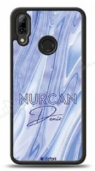 Dafoni Glossy Huawei P Smart 2019 Kişiye Özel Simli Cornflower Mermer Kılıf - Dafoni