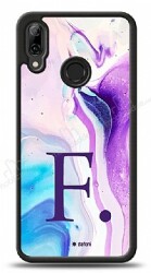 Dafoni Glossy Huawei P20 Lite Kişiye Özel Harf Simli Pembe Mermer Desenli Kılıf - Dafoni