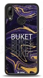 Dafoni Glossy Huawei P20 Lite Kişiye Özel Simli Mor Mermer Kılıf - Dafoni