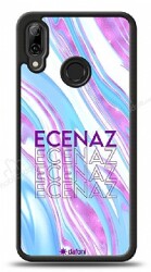 Dafoni Glossy Huawei P20 Lite Kişiye Özel Simli Rainbow Mermer Kılıf - Dafoni