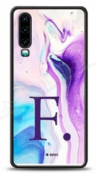 Dafoni Glossy Huawei P30 Kişiye Özel Harf Simli Pembe Mermer Desenli Kılıf - Dafoni