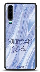 Dafoni Glossy Huawei P30 Kişiye Özel Simli Cornflower Mermer Kılıf - Dafoni