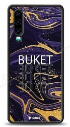 Dafoni Glossy Huawei P30 Kişiye Özel Simli Mor Mermer Kılıf - Dafoni
