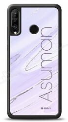 Dafoni Glossy Huawei P30 Lite Kişiye Özel İsimli Simli Mor Mermer Kılıf - Dafoni