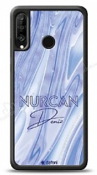 Dafoni Glossy Huawei P30 Lite Kişiye Özel Simli Cornflower Mermer Kılıf - Dafoni