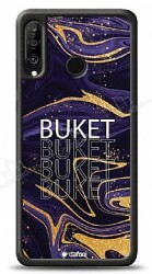 Dafoni Glossy Huawei P30 Lite Kişiye Özel Simli Mor Mermer Kılıf - Dafoni