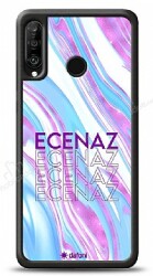 Dafoni Glossy Huawei P30 Lite Kişiye Özel Simli Rainbow Mermer Kılıf - Dafoni