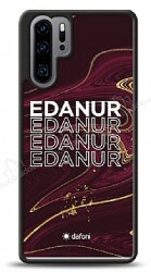 Dafoni Glossy Huawei P30 Pro Kişiye Özel İsimli Simli Bordo Mermer Desenli Kılıf - Dafoni