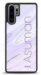 Dafoni Glossy Huawei P30 Pro Kişiye Özel İsimli Simli Mor Mermer Kılıf - Dafoni