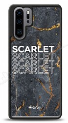 Dafoni Glossy Huawei P30 Pro Kişiye Özel İsimli Simli Siyah Mermer Kılıf - Dafoni