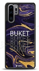 Dafoni Glossy Huawei P30 Pro Kişiye Özel Simli Mor Mermer Kılıf - Dafoni
