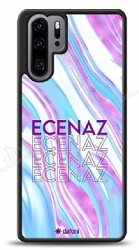 Dafoni Glossy Huawei P30 Pro Kişiye Özel Simli Rainbow Mermer Kılıf - Dafoni
