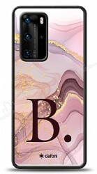 Dafoni Glossy Huawei P40 Kişiye Özel Harf Purple Effect Kılıf - Dafoni