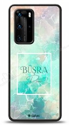 Dafoni Glossy Huawei P40 Kişiye Özel Simli Renkli Mermer Kılıf - Dafoni
