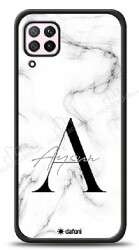 Dafoni Glossy Huawei P40 Lite Kişiye Özel Harf İsimli White Marble Kılıf - Dafoni
