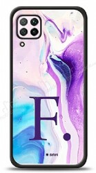 Dafoni Glossy Huawei P40 Lite Kişiye Özel Harf Simli Pembe Mermer Desenli Kılıf - Dafoni
