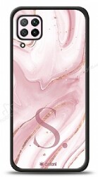 Dafoni Glossy Huawei P40 Lite Kişiye Özel Harf Simli Pembe Mermer Kılıf - Dafoni