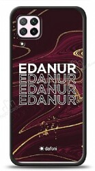 Dafoni Glossy Huawei P40 Lite Kişiye Özel İsimli Simli Bordo Mermer Desenli Kılıf - Dafoni
