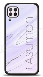 Dafoni Glossy Huawei P40 Lite Kişiye Özel İsimli Simli Mor Mermer Kılıf - Dafoni