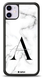Dafoni Glossy iPhone 11 Kişiye Özel Harf İsimli White Marble Kılıf - Dafoni