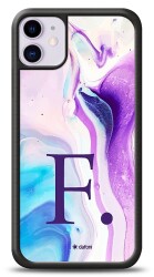 Dafoni Glossy iPhone 11 Kişiye Özel Harf Simli Pembe Mermer Desenli Kılıf - 1