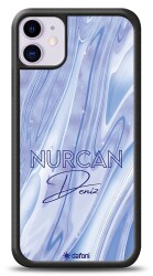 Dafoni Glossy iPhone 11 Kişiye Özel Simli Cornflower Mermer Kılıf - Dafoni