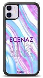 Dafoni Glossy iPhone 11 Kişiye Özel Simli Rainbow Mermer Kılıf - Dafoni