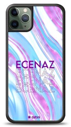 Dafoni Glossy iPhone 11 Pro Kişiye Özel Simli Rainbow Mermer Kılıf - Dafoni