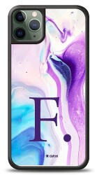 Dafoni Glossy iPhone 11 Pro Max Kişiye Özel Harf Simli Pembe Mermer Desenli Kılıf - 1