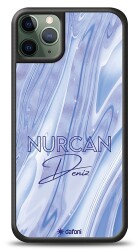 Dafoni Glossy iPhone 11 Pro Max Kişiye Özel Simli Cornflower Mermer Kılıf - Dafoni