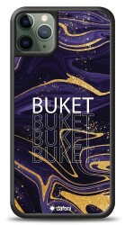 Dafoni Glossy iPhone 11 Pro Max Kişiye Özel Simli Mor Mermer Kılıf - 1