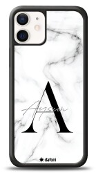 Dafoni Glossy iPhone 12 Mini 5.4 inç Kişiye Özel Harf İsimli White Marble Kılıf - Dafoni