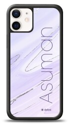 Dafoni Glossy iPhone 12 Mini 5.4 inç Kişiye Özel İsimli Simli Mor Mermer Kılıf - 1