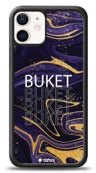 Dafoni Glossy iPhone 12 Mini 5.4 inç Kişiye Özel Simli Mor Mermer Kılıf - 1