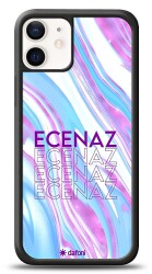 Dafoni Glossy iPhone 12 Mini 5.4 inç Kişiye Özel Simli Rainbow Mermer Kılıf - Dafoni