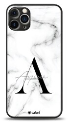 Dafoni Glossy iPhone 12 Pro 6.1 inç Kişiye Özel Harf İsimli White Marble Kılıf - Dafoni