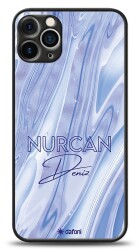 Dafoni Glossy iPhone 12 Pro 6.1 inç Kişiye Özel Simli Cornflower Mermer Kılıf - Dafoni