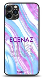 Dafoni Glossy iPhone 12 Pro 6.1 inç Kişiye Özel Simli Rainbow Mermer Kılıf - Dafoni