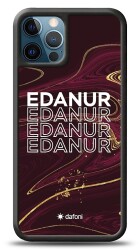 Dafoni Glossy iPhone 12 Pro Max 6.7 inç Kişiye Özel İsimli Simli Bordo Mermer Desenli Kılıf - 1