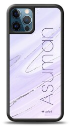 Dafoni Glossy iPhone 12 Pro Max 6.7 inç Kişiye Özel İsimli Simli Mor Mermer Kılıf - 1