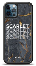 Dafoni Glossy iPhone 12 Pro Max 6.7 inç Kişiye Özel İsimli Simli Siyah Mermer Kılıf - 1