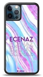 Dafoni Glossy iPhone 12 Pro Max 6.7 inç Kişiye Özel Simli Rainbow Mermer Kılıf - Dafoni